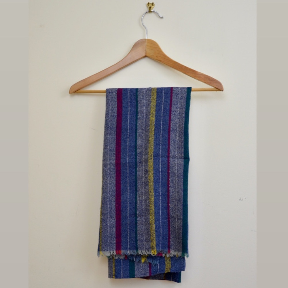 Striped Grey Wool Scarf